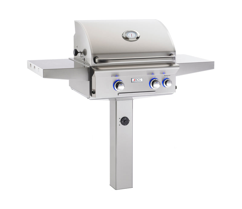 AOG L-Series 24-Inch 2-Burner Gas Grill On In-Ground Post, Rear Rotisserie