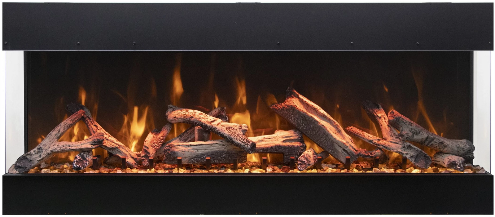 Tru View Bespoke – 45″ Indoor / Outdoor, WiFi Enabled, Bluetooth Capable 3 Sided Fireplace – Featuring a Glass Viewing Height of 20″