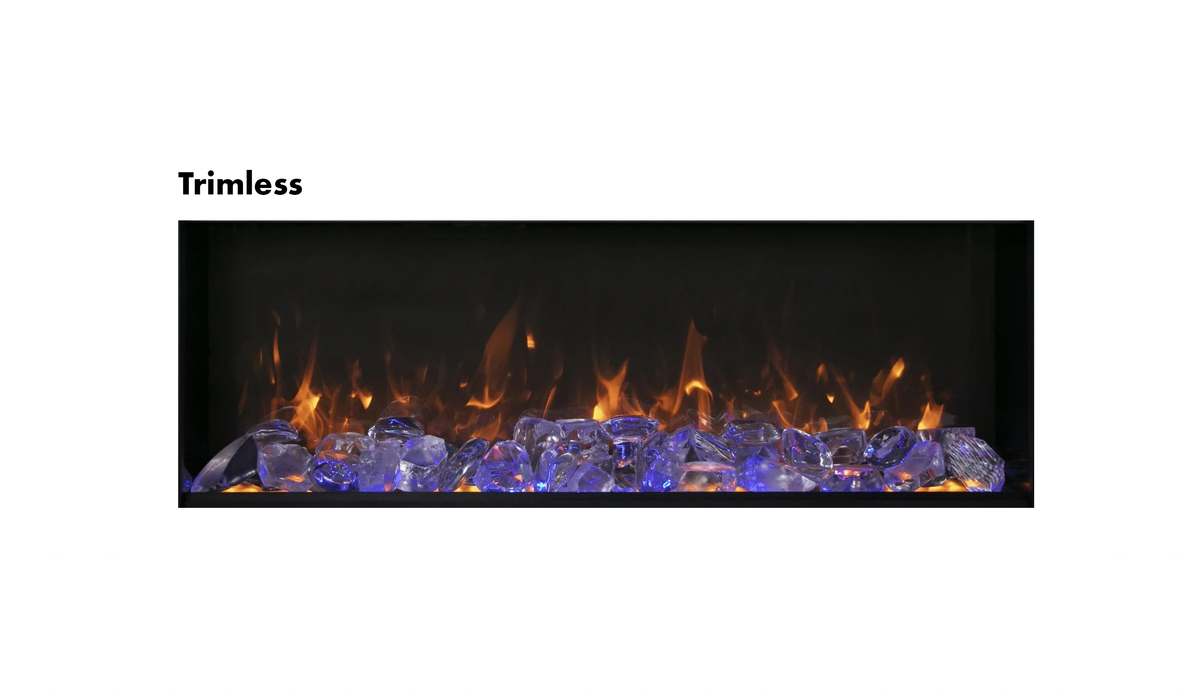 Smart 30″ Extra Slim Indoor or Outdoor Electric Built-In only Electric Fireplace with black steel surround