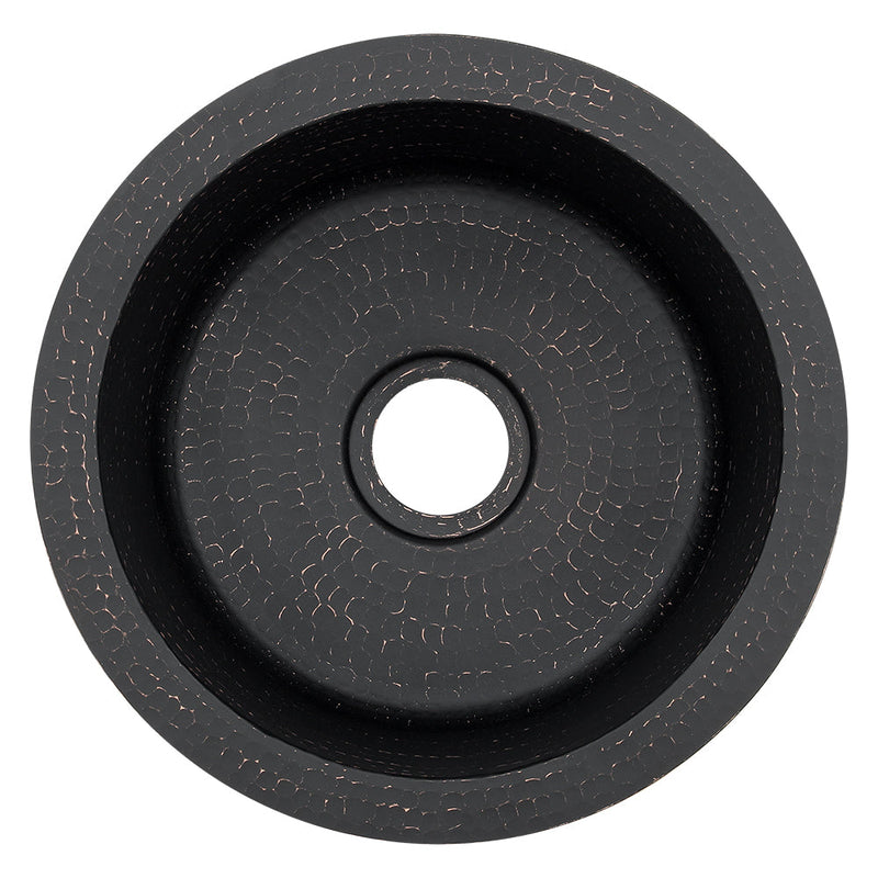 12" Round Hammered Copper Bar Sink w/ 2" Drain Opening