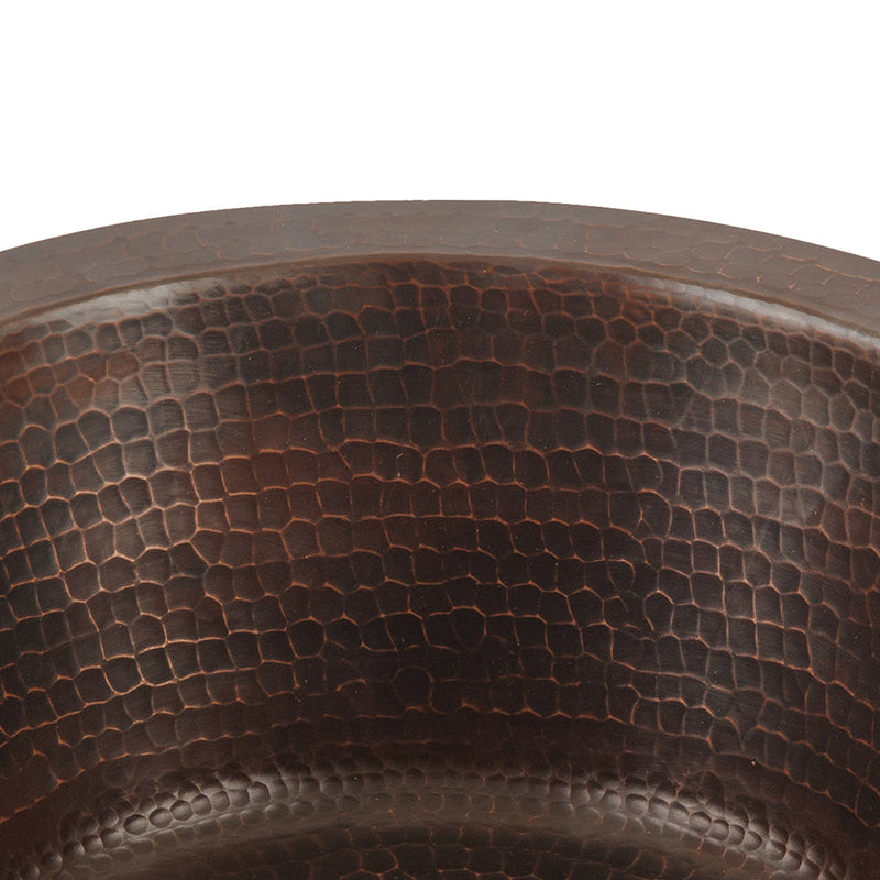 12" Round Hammered Copper Bar Sink w/ 2" Drain Opening