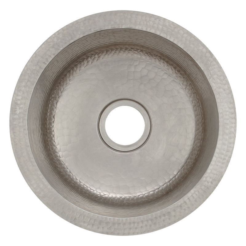 12" Round Hammered Copper Bar Sink w/ 2" Drain Opening