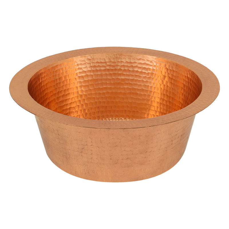 12" Round Hammered Copper Bar Sink w/ 2" Drain Opening