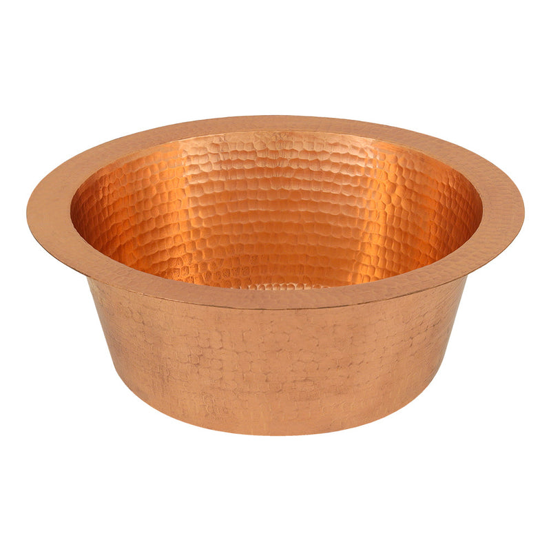 12" Round Hammered Copper Bar Sink w/ 2" Drain Opening