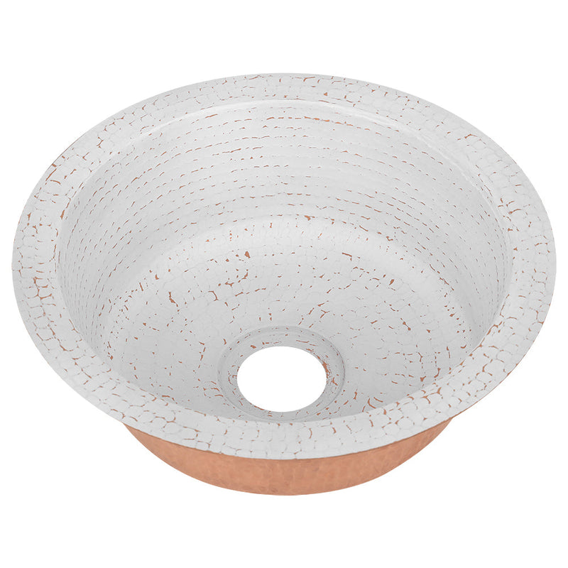12" Round Hammered Copper Bar Sink w/ 2" Drain Opening