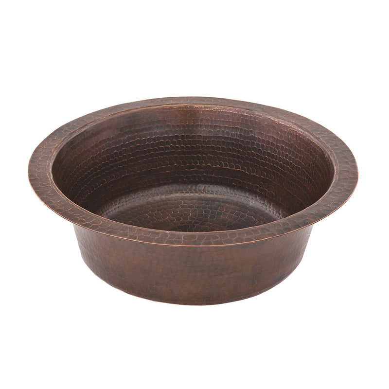 14" Round Hammered Copper Bar Sink