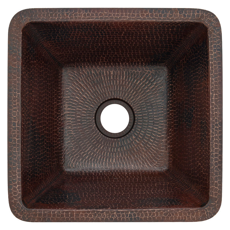 15" Square Hammered Copper Bar/Prep Sink