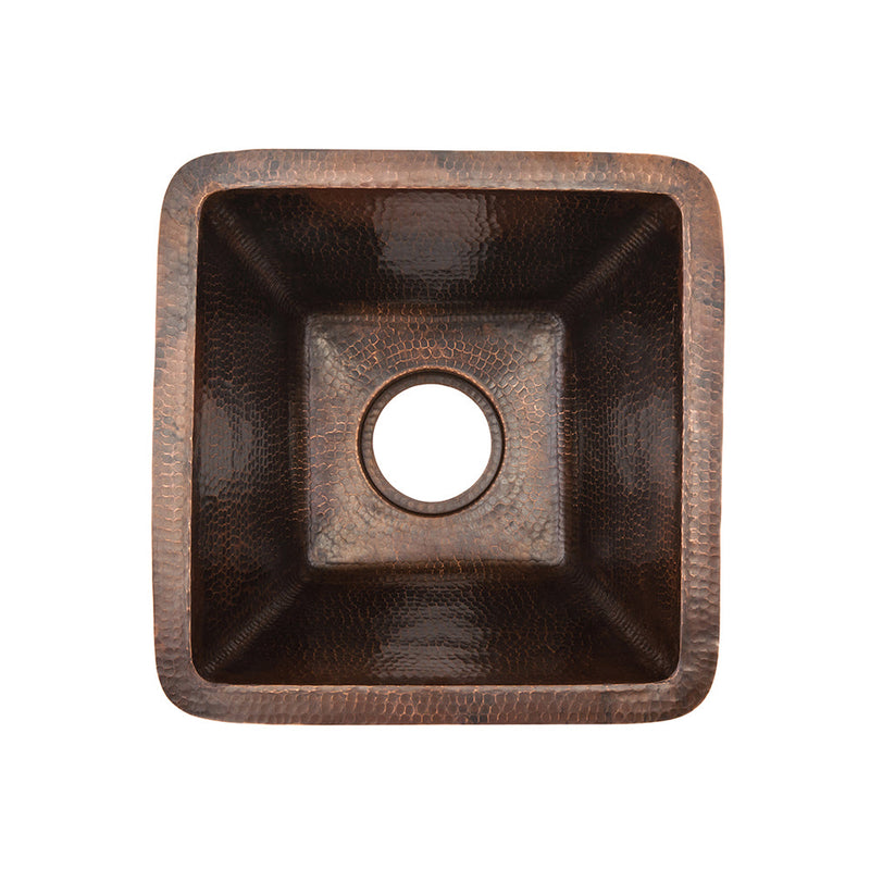 15" Square Hammered Copper Bar/Prep Sink