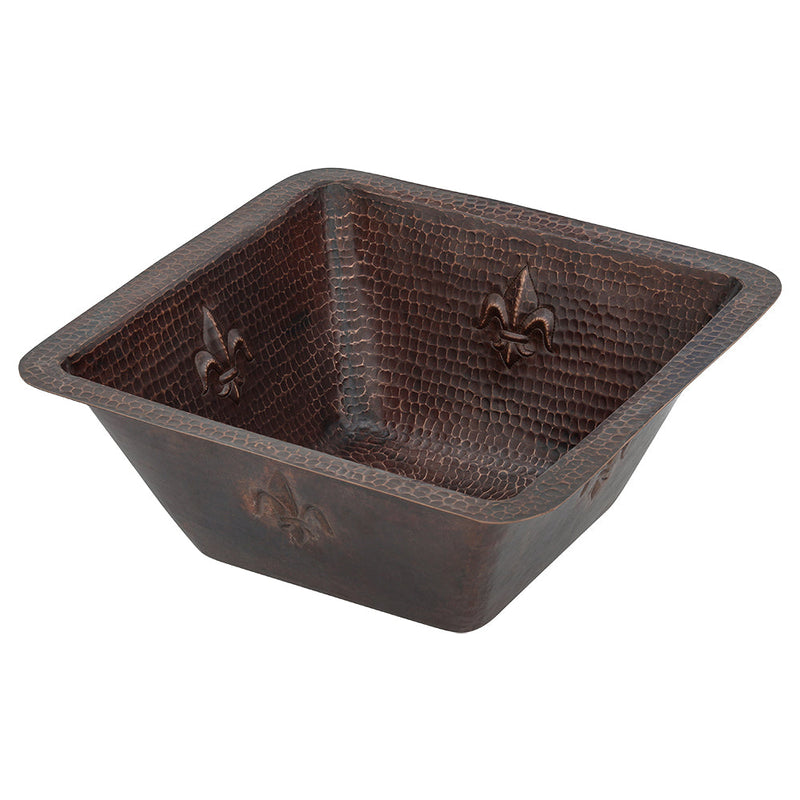 15" Square Fleur De Lis Copper Bar/Prep Sink