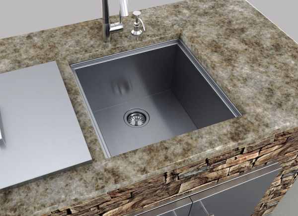 Over/Under 20" x 12" Height Single Basin Sink w/Lid, (1) Sink Drains