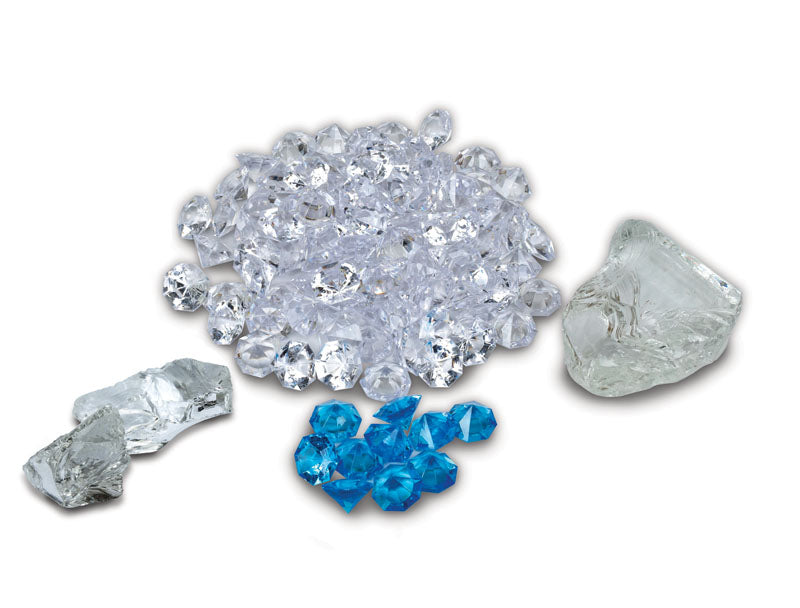 1 large, 2 mini clear nuggets, 95 Clear & 10 Blue Diamond Media