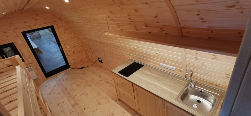 The Escape Vessel – 3.0m x 5.9m Luxury Insulated Camping Pod with Bath + Kitchen