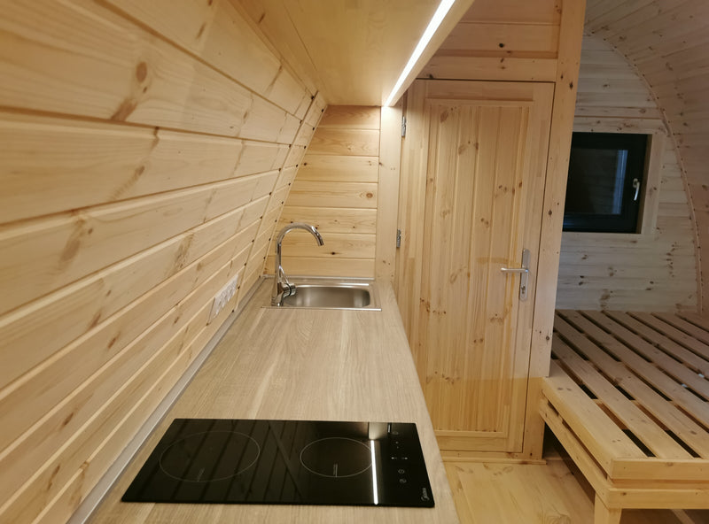 The Escape Vessel – 3.0m x 5.9m Luxury Insulated Camping Pod with Bath + Kitchen