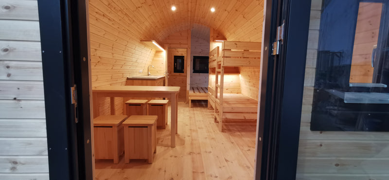 The Escape Vessel – 3.0m x 5.9m Luxury Insulated Camping Pod with Bath + Kitchen