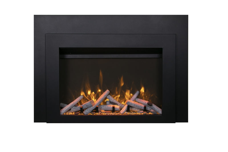 Amantii Insert Series - Electric Fireplace Insert with Black Steel Surround and Overlay