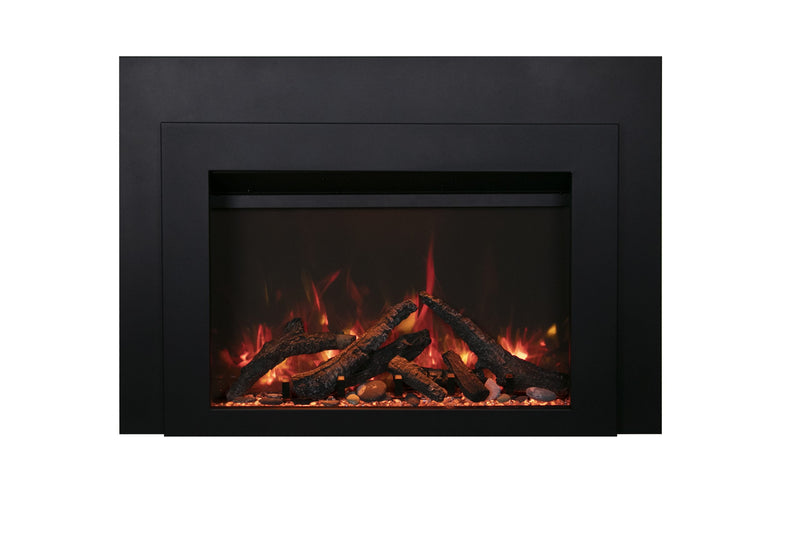 Amantii Insert Series - Electric Fireplace Insert with Black Steel Surround and Overlay
