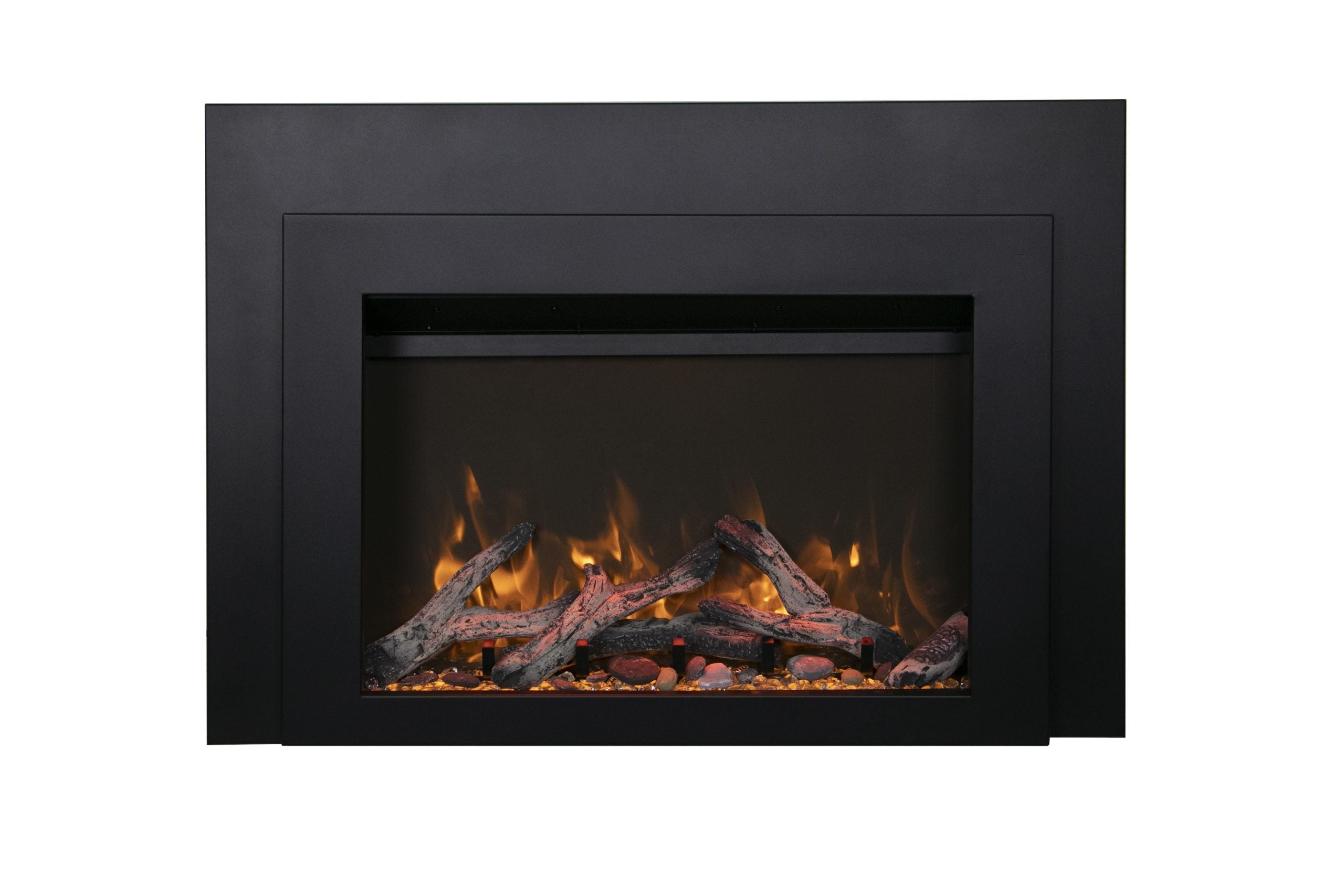 Amantii Insert Series - Electric Fireplace Insert with Black Steel Surround and Overlay