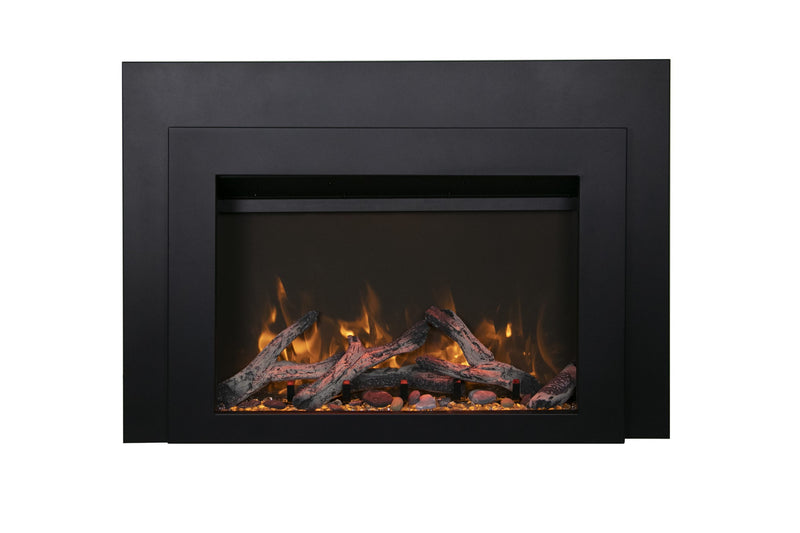 Amantii Insert Series - Electric Fireplace Insert with Black Steel Surround and Overlay