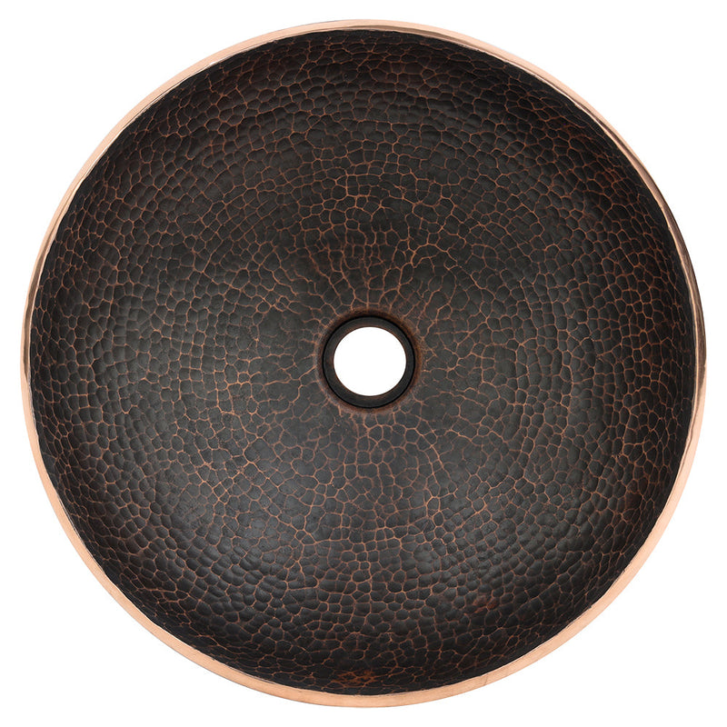 16" Round Hand Forged Old World Copper Premium Vessel Sink