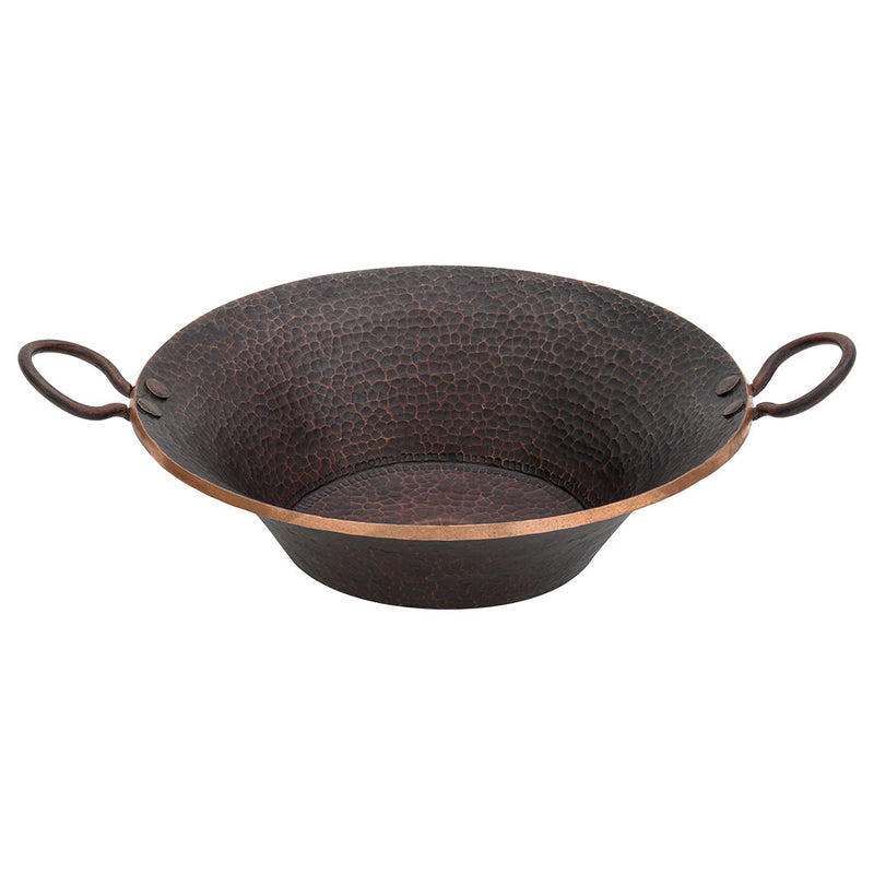 Round Hand Forged Old World Miners Pan Copper Premium Vessel Sink