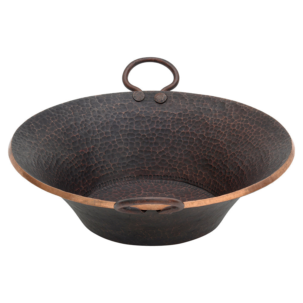 Round Hand Forged Old World Miners Pan Copper Premium Vessel Sink