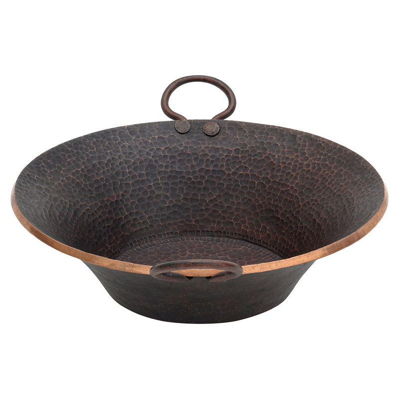 Round Hand Forged Old World Miners Pan Copper Premium Vessel Sink