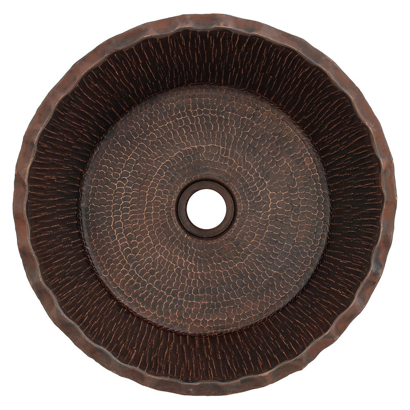 14.5" Round Forest Hammered Copper Premium Vessel Sink