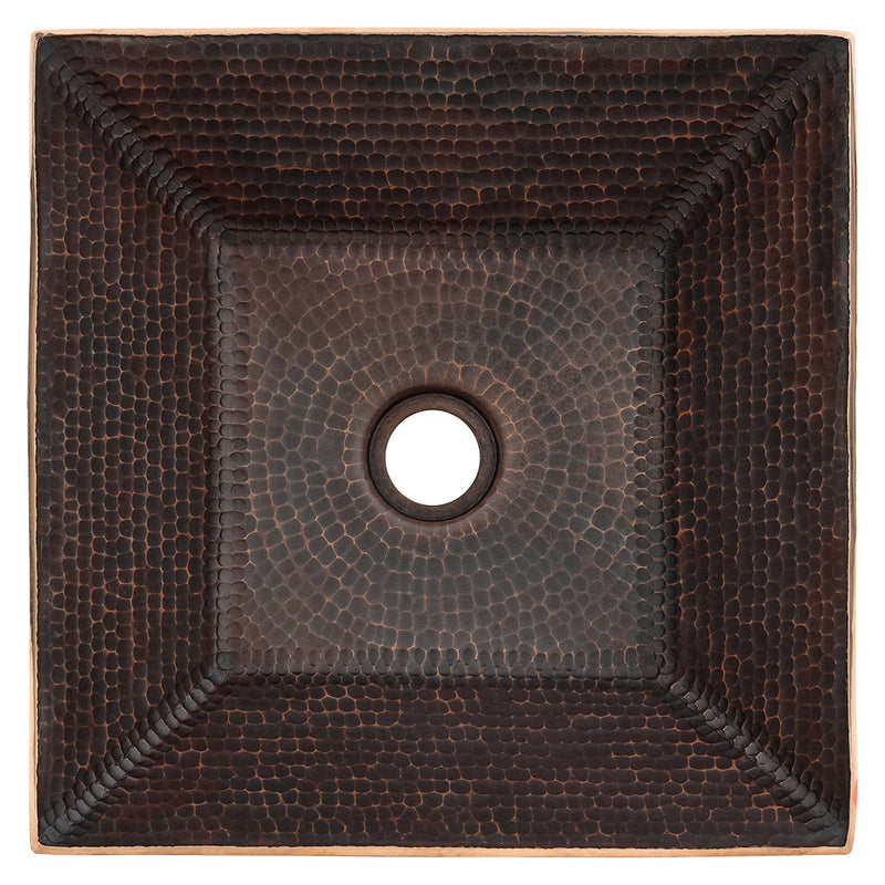 14" Square Hand Forged Old World Copper Premium Vessel Sink