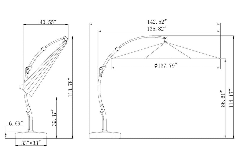 Panama Jack 11.5 Ft Cantilever Sunbrella Denim 360 Umbrella w/Movable Base