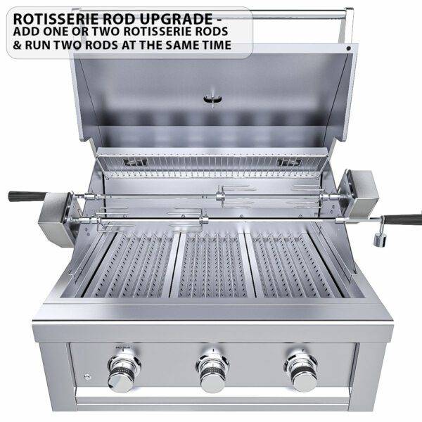 Ruby 30" 3 Burner Pro-Sear w/LED Lights, High Heat Searing Grate