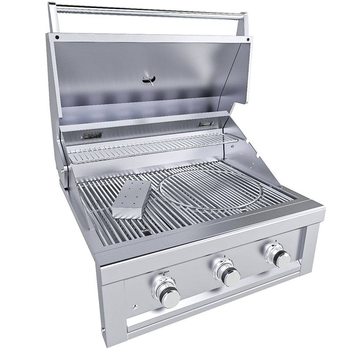 Ruby 30" 3 Burner Pro-Sear w/LED Lights, High Heat Searing Grate