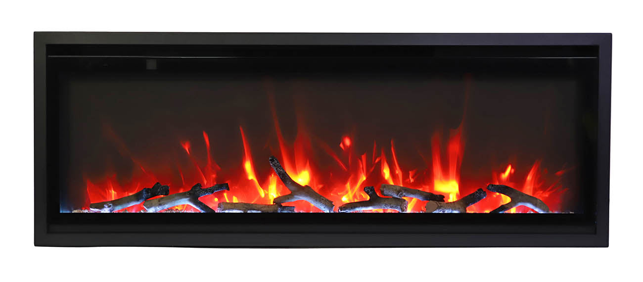 Extra Slim Indoor Only Electric Fireplace with Black Steel Surround