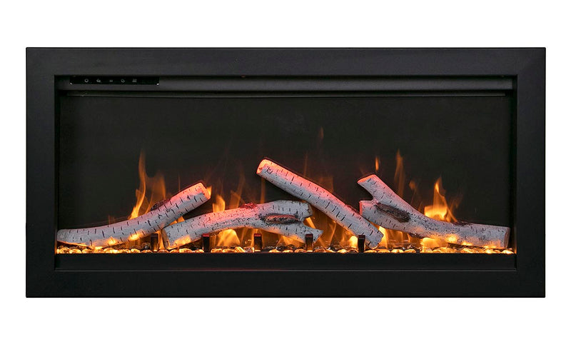 Basic Clean-Face Built In Electric Fireplace with Clear Media and Black Steel Surround