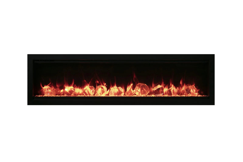 Basic Clean-Face Built In Electric Fireplace with Clear Media and Black Steel Surround
