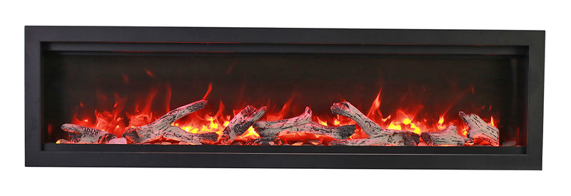 Basic Clean-Face Built In Electric Fireplace with Clear Media and Black Steel Surround