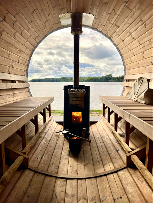 The Obsidian Dome – 10-Person Thermowood Sauna Barrel