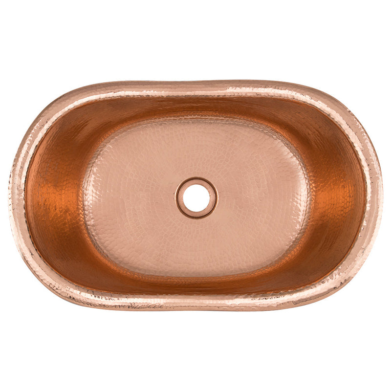 20" Bath Tub Vessel Hammered Copper Sink