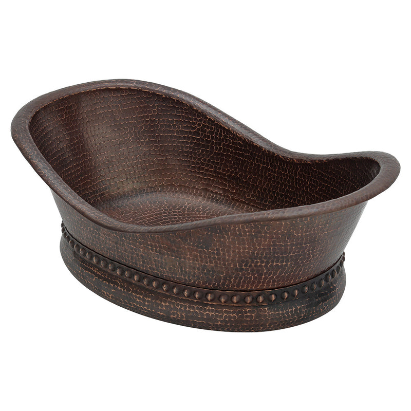20" Bath Tub Vessel Hammered Copper Sink