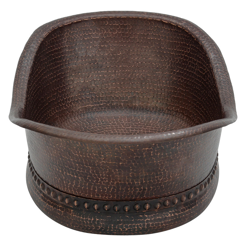 20" Bath Tub Vessel Hammered Copper Sink