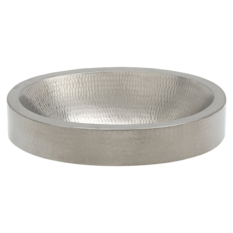 17" Compact Oval Skirted Vessel Hammered Copper Sink