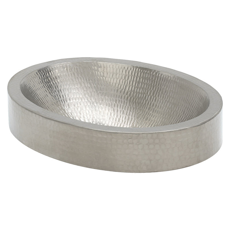 17" Compact Oval Skirted Vessel Hammered Copper Sink