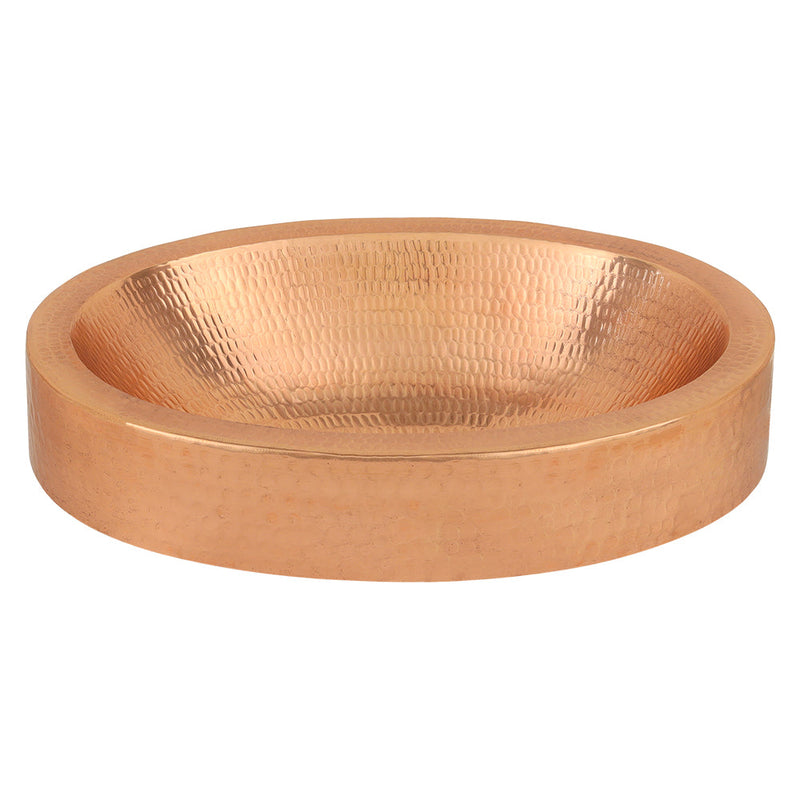 17" Compact Oval Skirted Vessel Hammered Copper Sink
