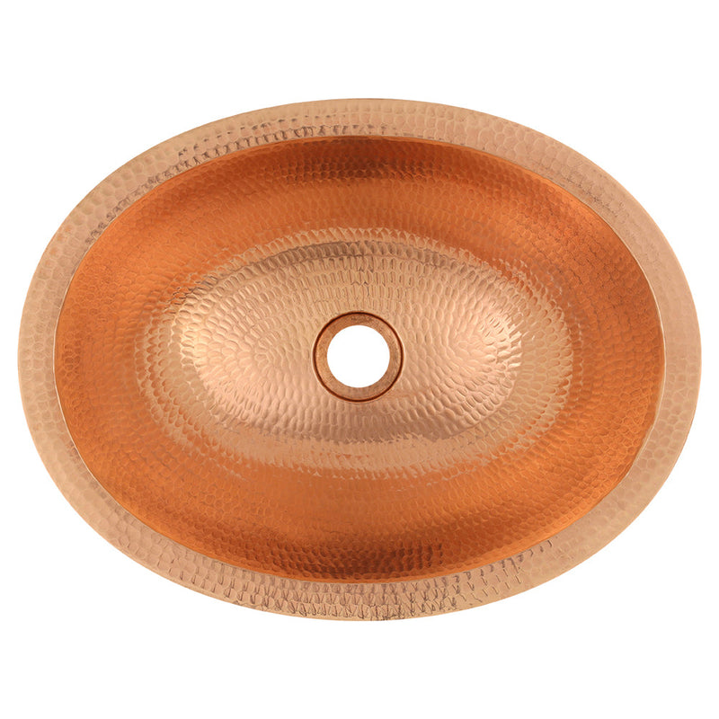 17" Compact Oval Skirted Vessel Hammered Copper Sink