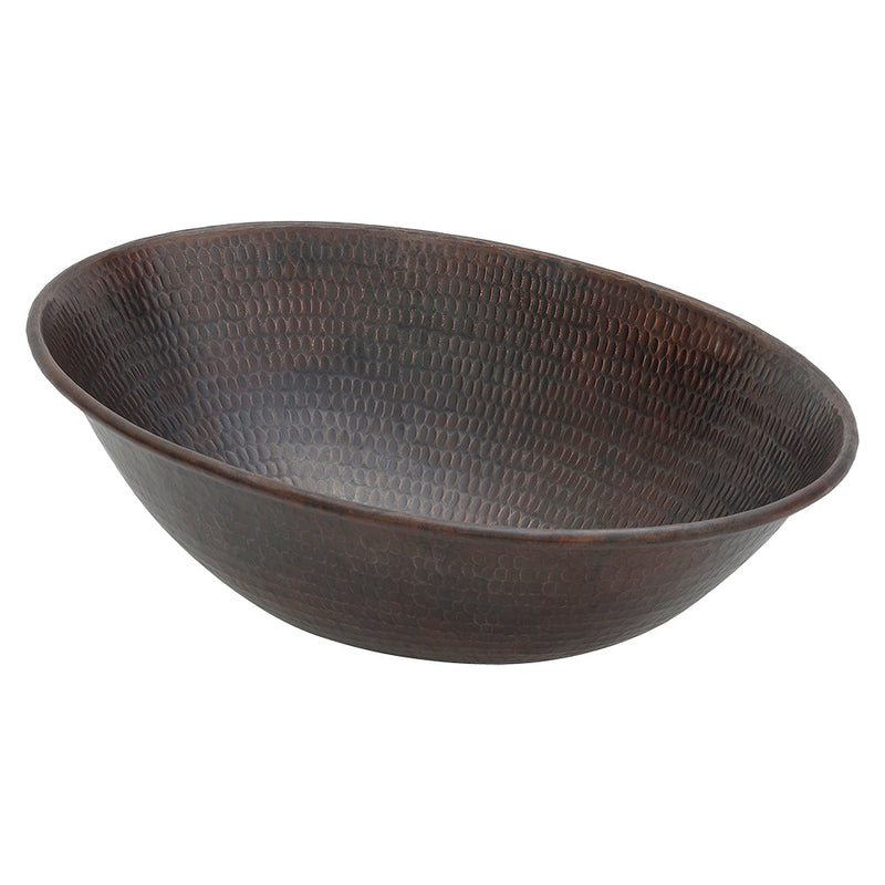 17" Oval Wired Rim Vessel Hammered Copper Sink