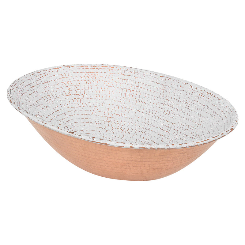 17" Oval Wired Rim Vessel Hammered Copper Sink