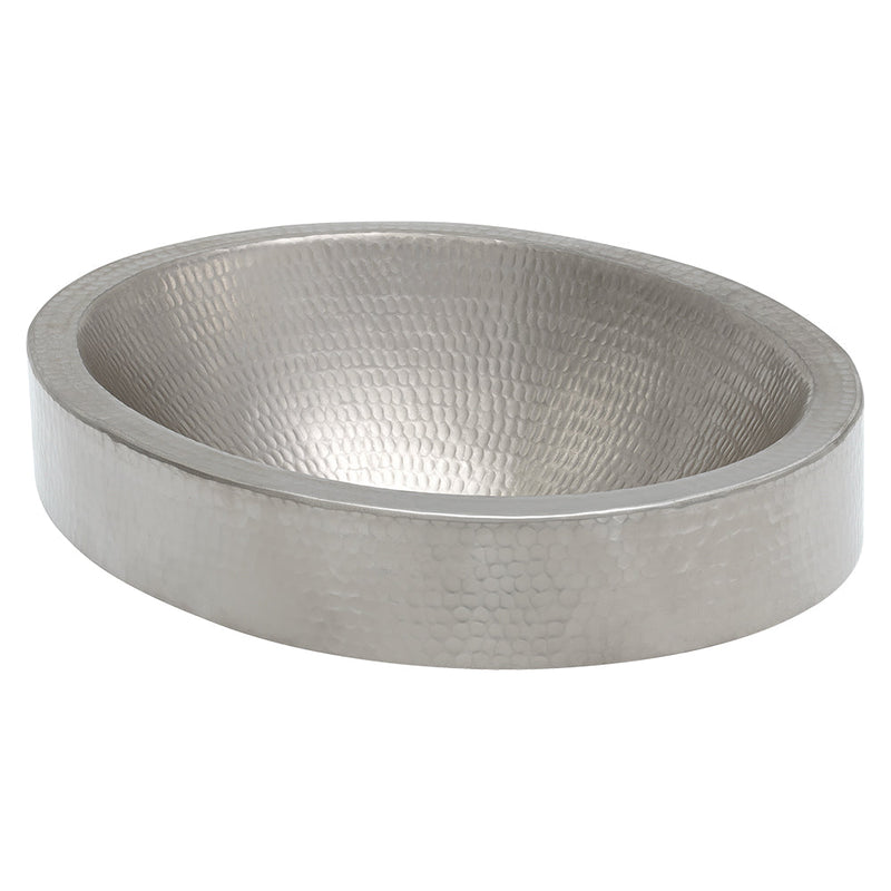 18" Oval Skirted Vessel Hammered Copper Sink