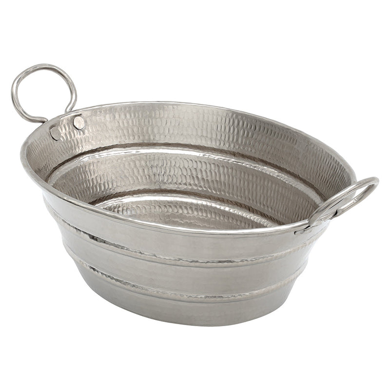 16" Oval Bucket Vessel Hammered Copper Sink with Handles