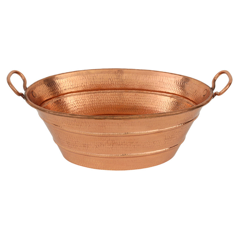 16" Oval Bucket Vessel Hammered Copper Sink with Handles