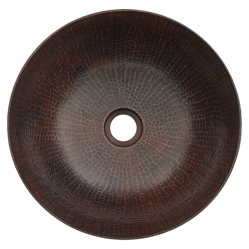 13" Small Round Vessel Hammered Copper Sink