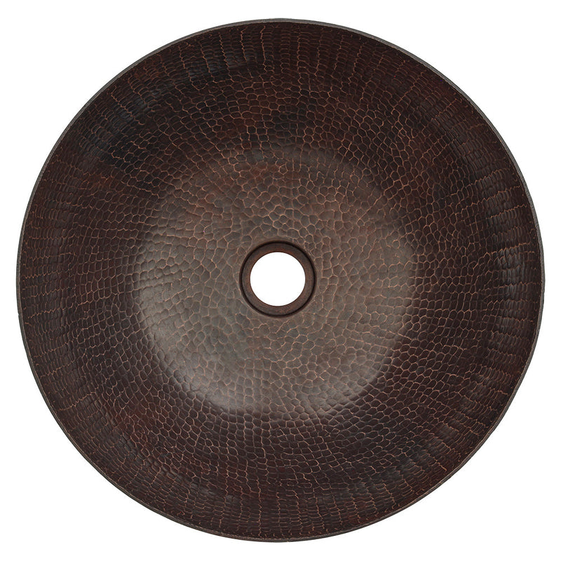 15" Medium Round Vessel Hammered Copper Sink